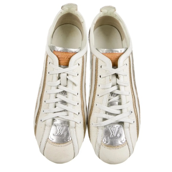 Louis Vuitton Shoes - LOUIS VUITTON White/Silver Leather Impulsion monogram Sneakers